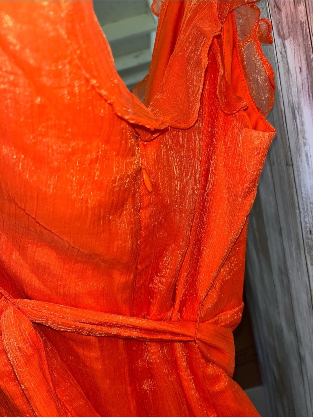 Hutch Tangerine Ruffle Wide Leg Jumpsuit Size 14P Petite NWT - Picture 8 of 11